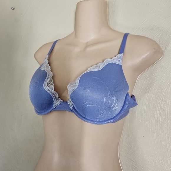 Maidenform Custom Lift Jacquard Bra with Lace Blue Push Up Bra Size Women's - Picture 4 of 10